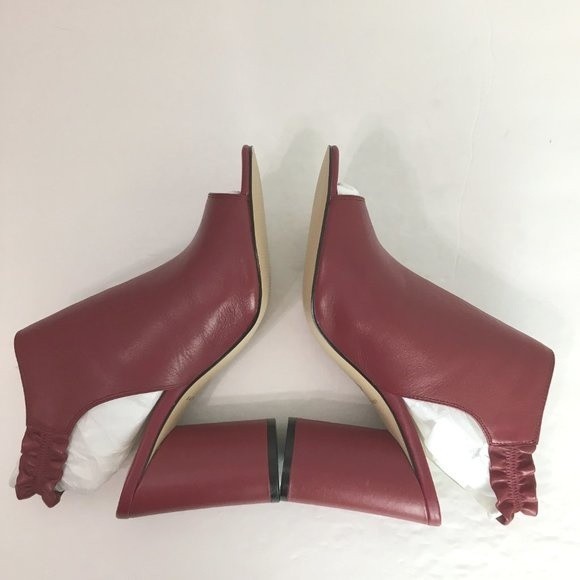 Katy Perry The Jocelyn Mulberry‎ Red Nappa Leather Ruffle Shooties Heels Size 10 - Picture 8 of 16